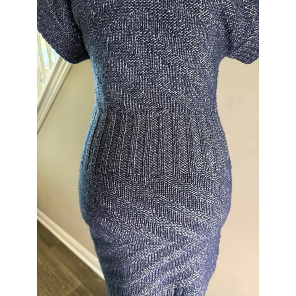 Armani Exchange Blue Marled Knit Short Sleeve Scoop Neck Sweater Dress XS - Picture 7 of 7